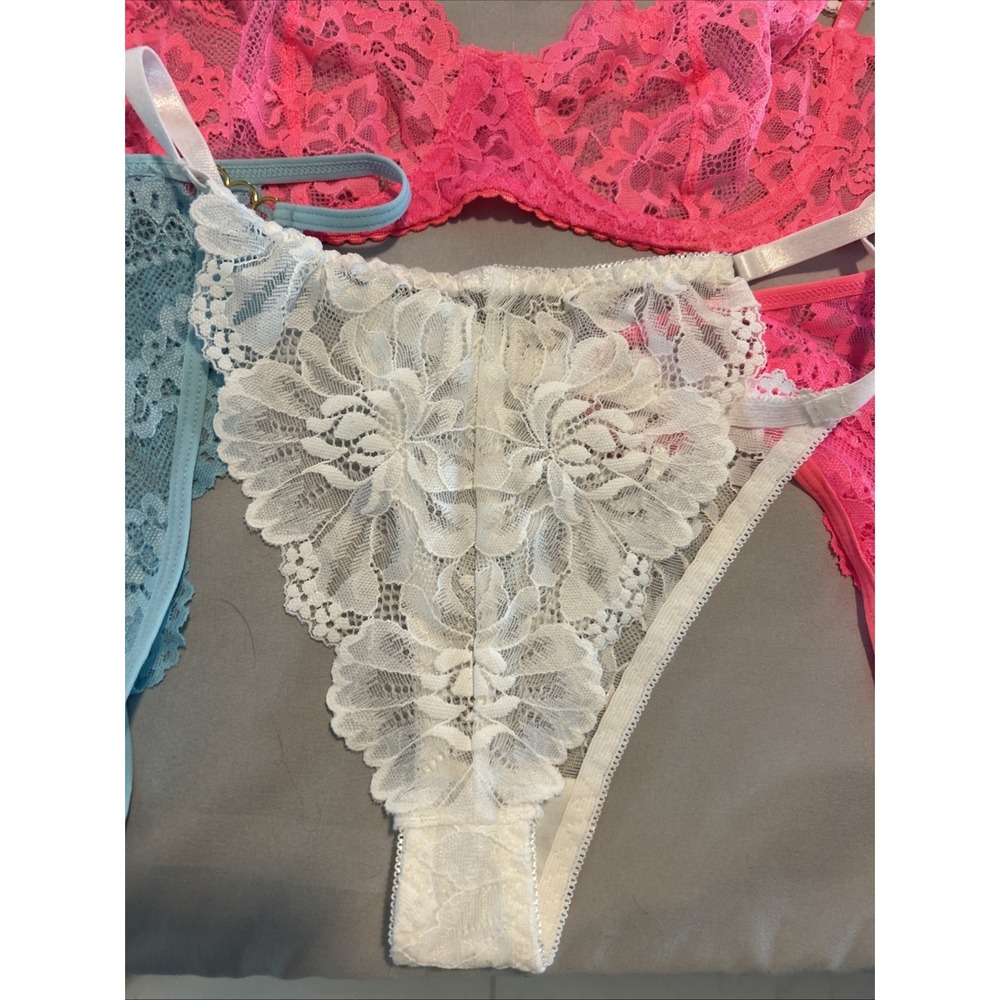 Bra And‎ Panties Set Small Pink Blue White - Picture 4 of 7